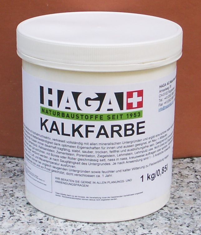 Haga Kalkfarbe auf Sumpfkalkbasis weiß 1 kg • Naturbaustoffe Erhard ...